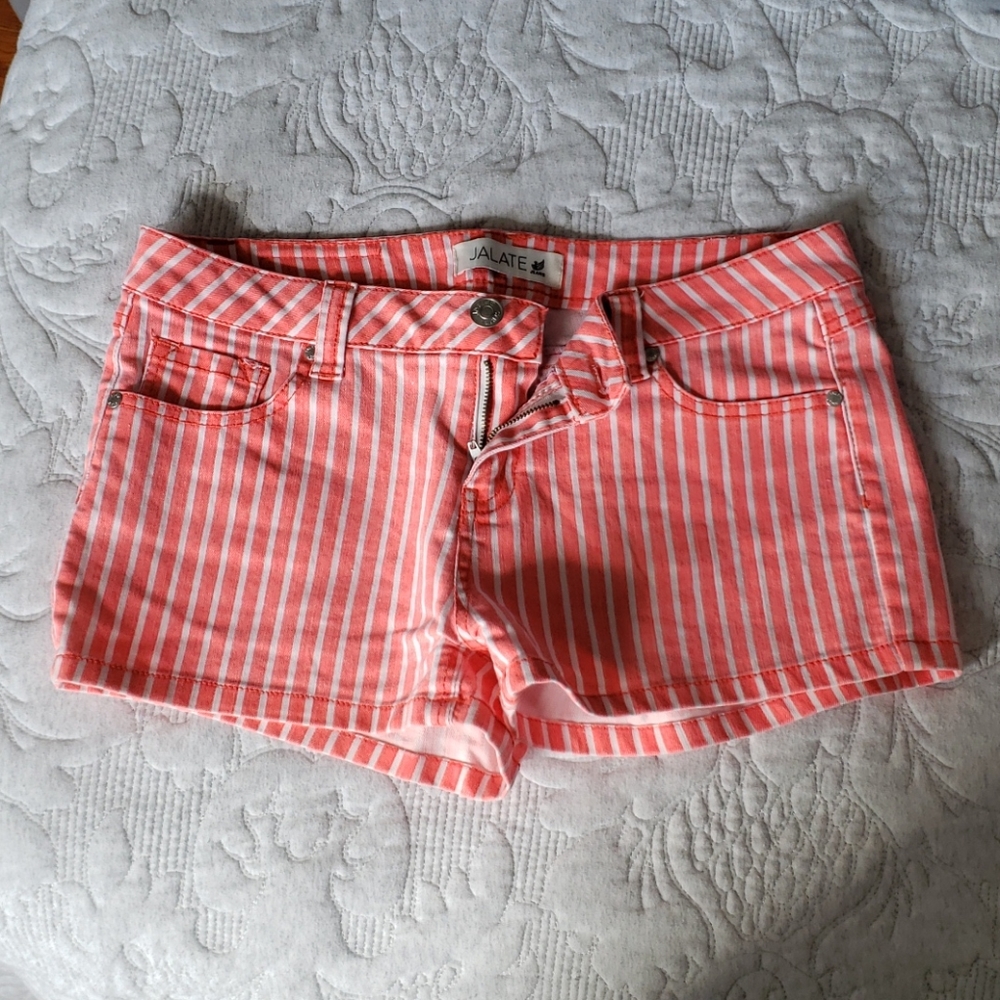 Pinstripe denim shorts